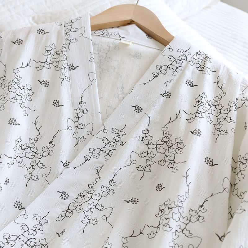 Unisex Floral Cotton Kimono Lounge Robe - image 5