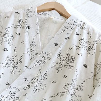 Unisex Floral Cotton Kimono Lounge Robe - image 5