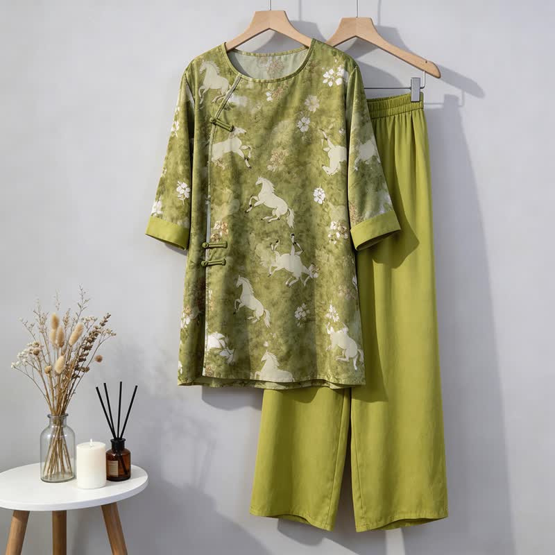Horse Print Eastern-Inspired Loungewear Set - image 8