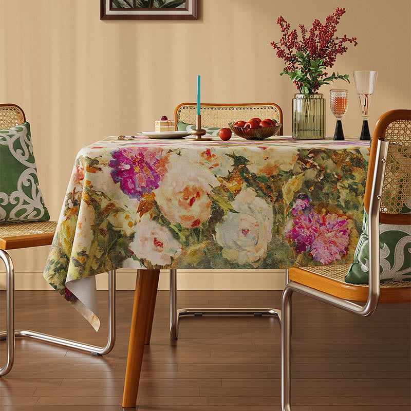 Soft Impressionist Rose Tablecloth - Multicolor - Rectangle - 55" × 86" - image 0