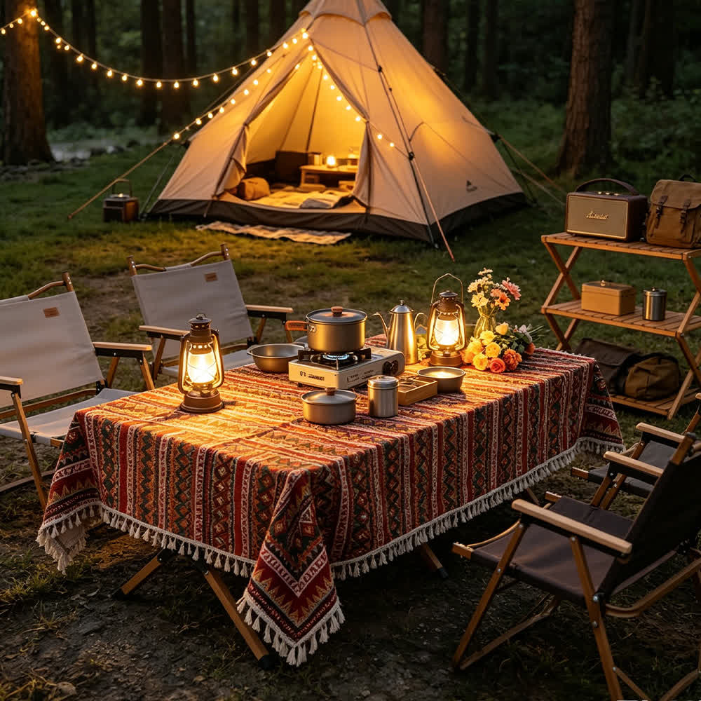 Boho Tribal Picnic Blanket with Tassels - image 1