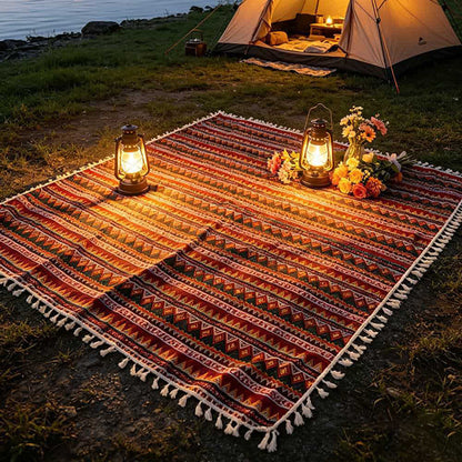 Boho Tribal Picnic Blanket with Tassels - image 3