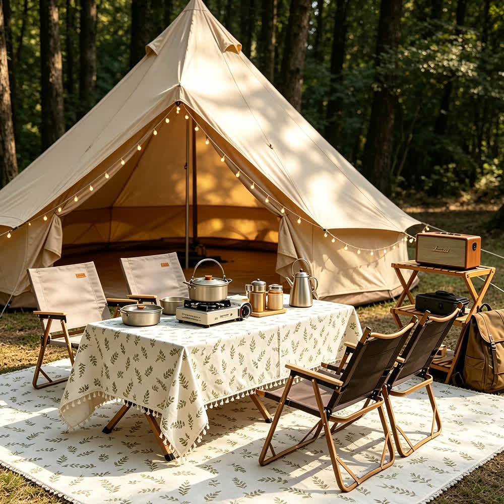 Minimalist Leaf Picnic Blanket Tablecloth - 55" x 118" - image 0