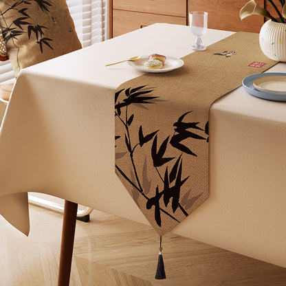 Ink-Wash Bamboo Charm Table Runner - Brown - 13" × 87" - image 0