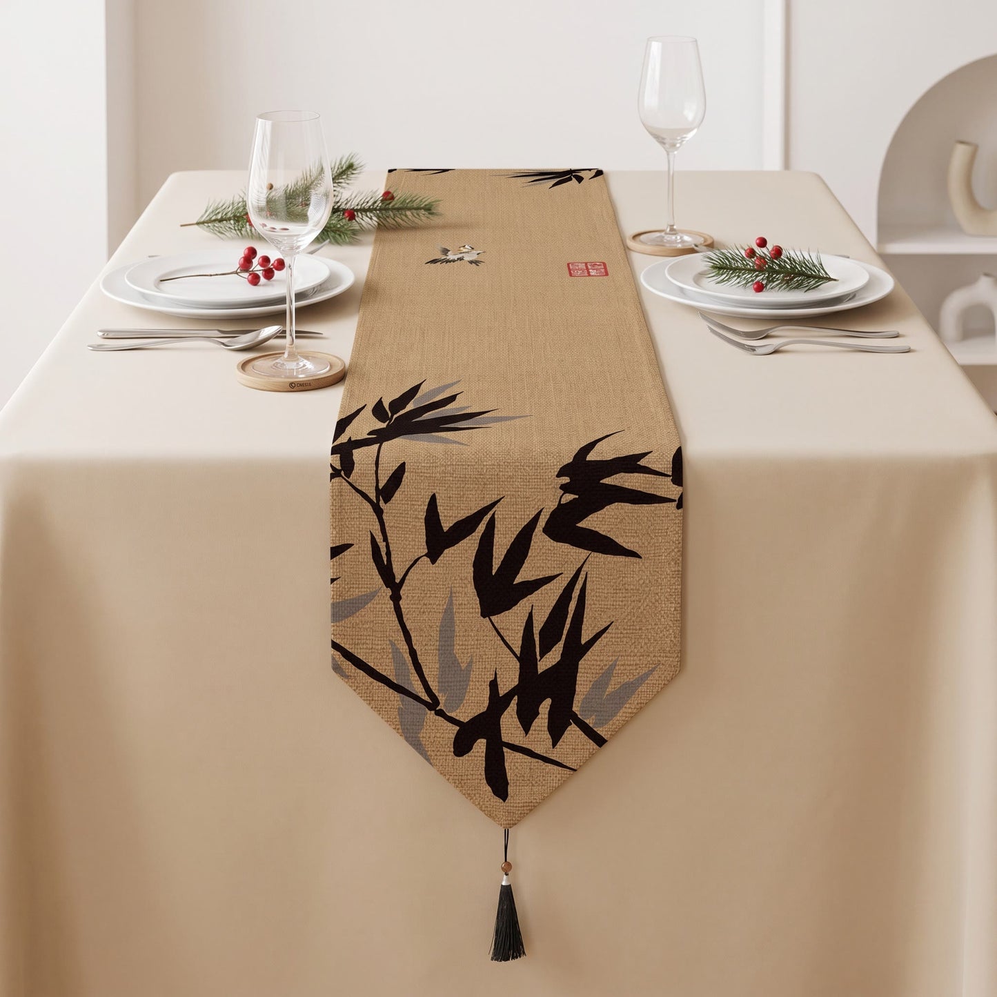 Ink-Wash Bamboo Charm Table Runner - image 1