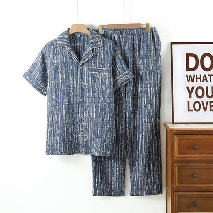 Unisex Blue Artistic Cotton Pajama Set - Blue - XL - image 0