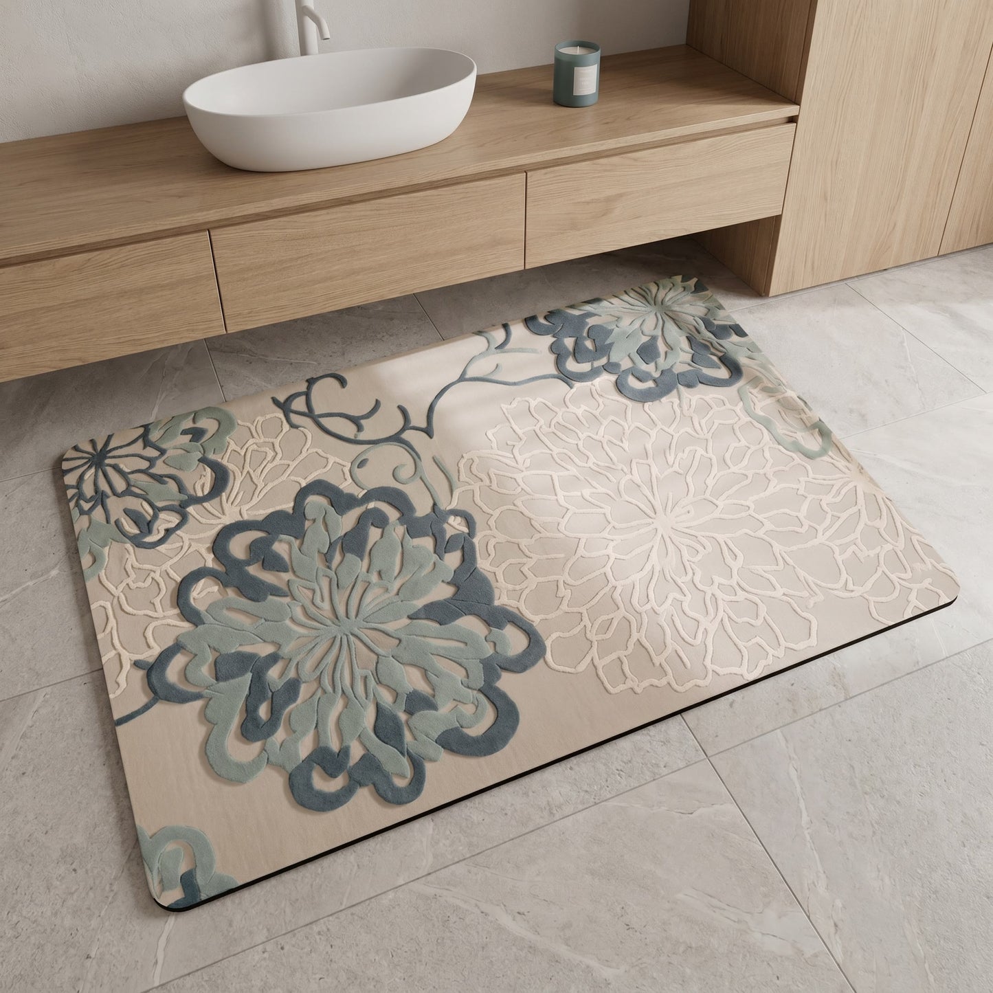 Floral Embossed Soft Non-Slip Bathroom Rug - image 2
