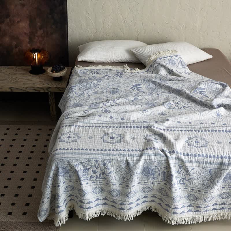Ethnic Floral & Geometric Pattern Cotton Blanket - image 5