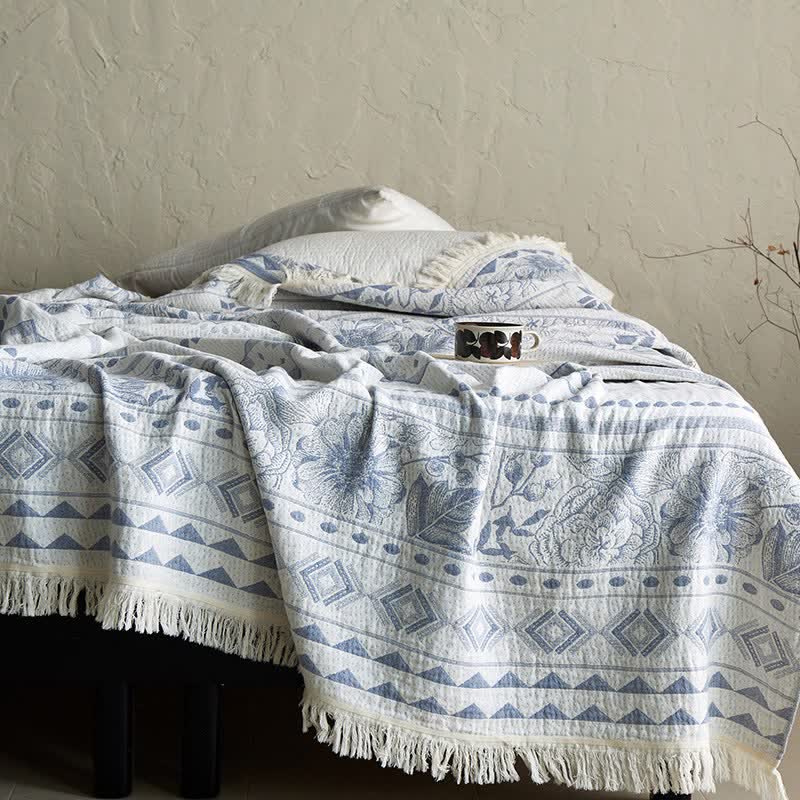 Ethnic Floral & Geometric Pattern Cotton Blanket - image 6