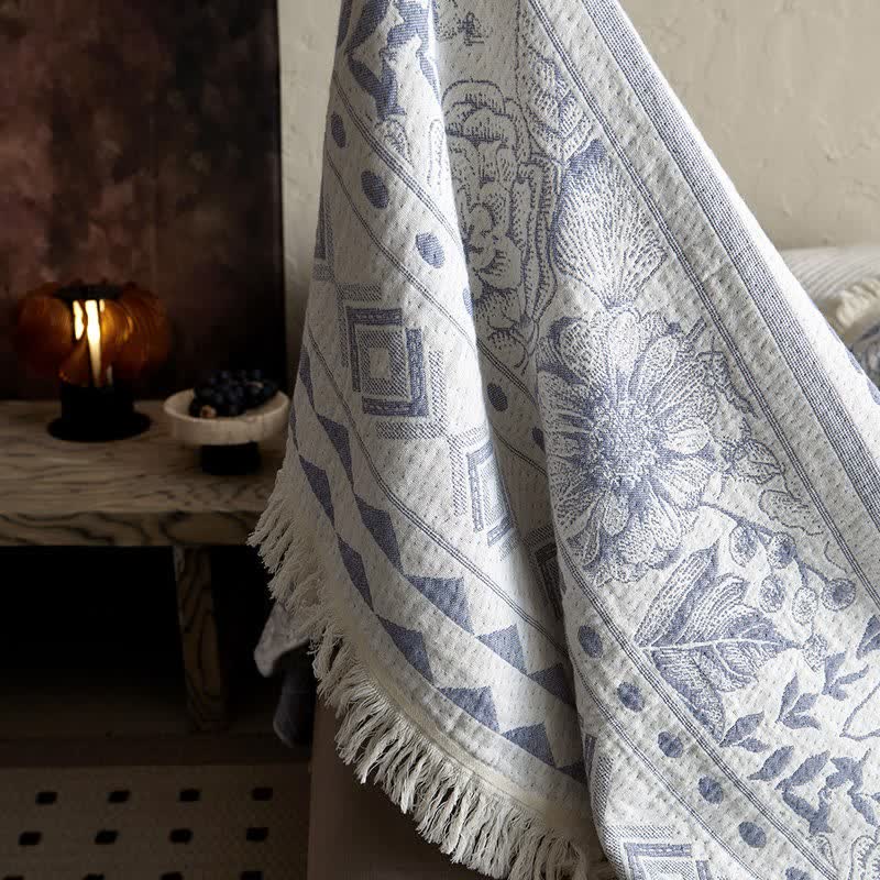 Ethnic Floral & Geometric Pattern Cotton Blanket - image 8