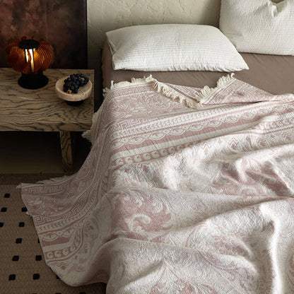 Pink Floral Scrollwork Pattern Cotton Blanket - image 6