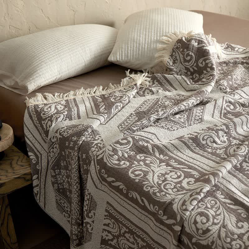 Damask Paisley Pattern Cotton Blanket - image 5