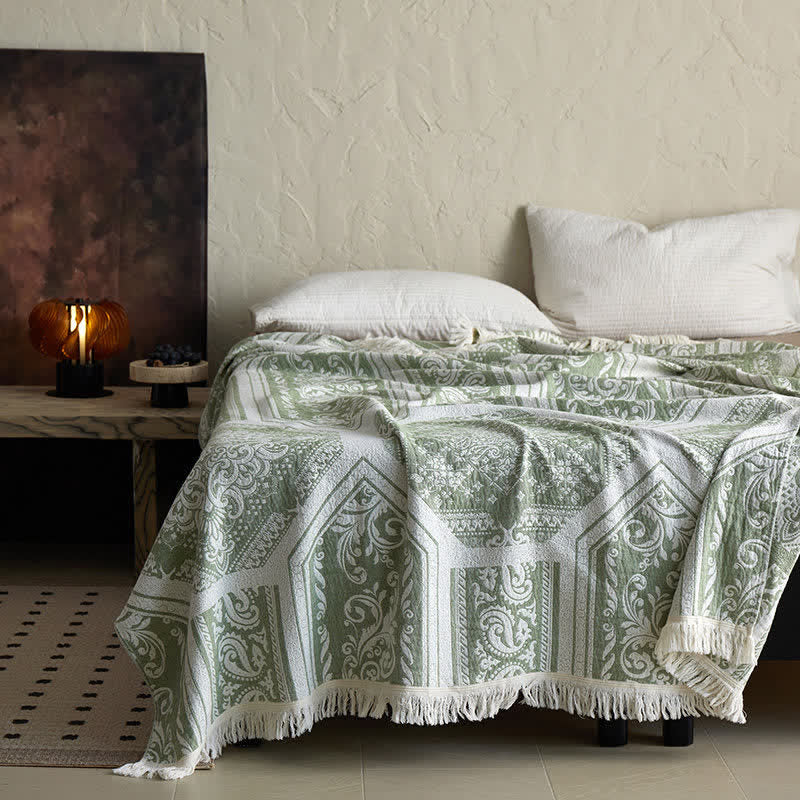 Damask Paisley Pattern Cotton Blanket - image 13