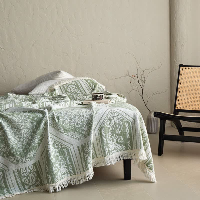 Damask Paisley Pattern Cotton Blanket - image 12