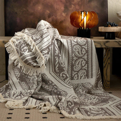 Damask Paisley Pattern Cotton Blanket - image 1