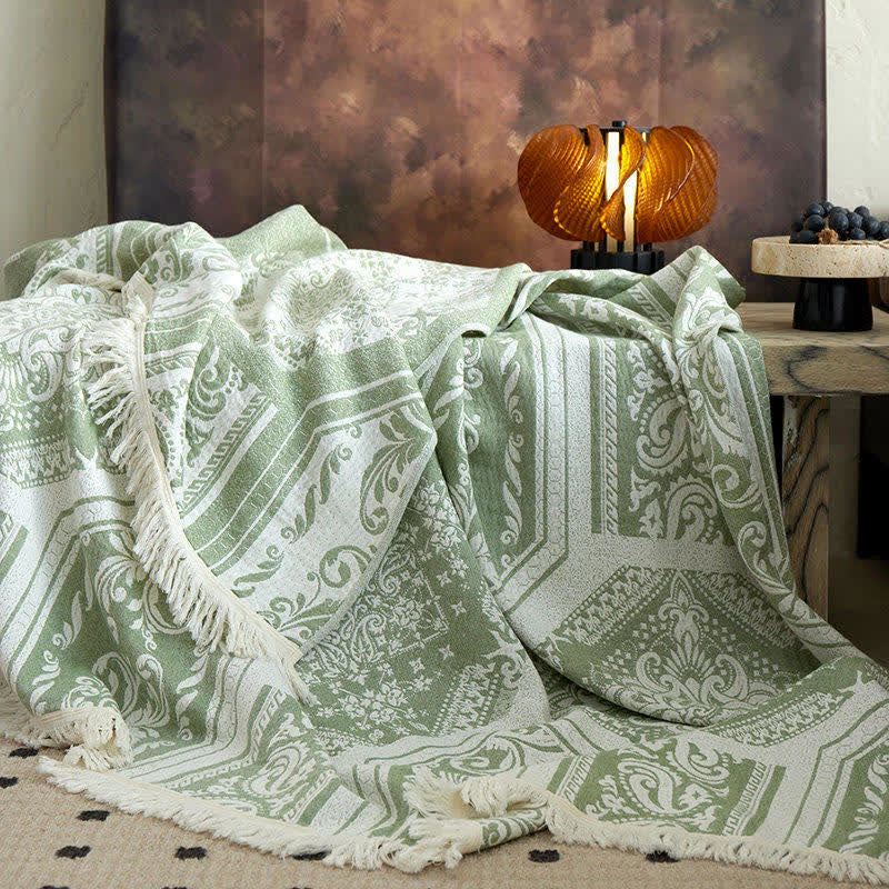 Damask Paisley Pattern Cotton Blanket - image 11