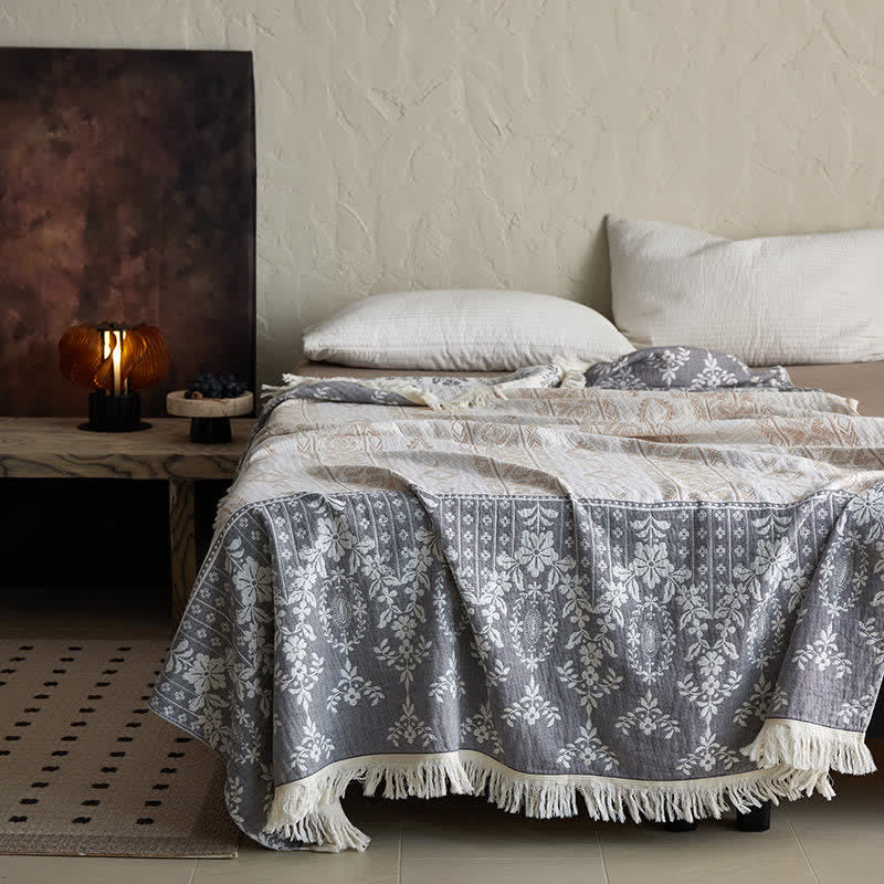 Vintage Floral Pattern Cotton Gauze Blanket - image 2