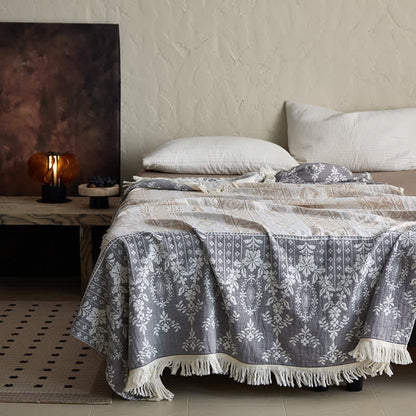 Vintage Floral Pattern Cotton Gauze Blanket - image 2