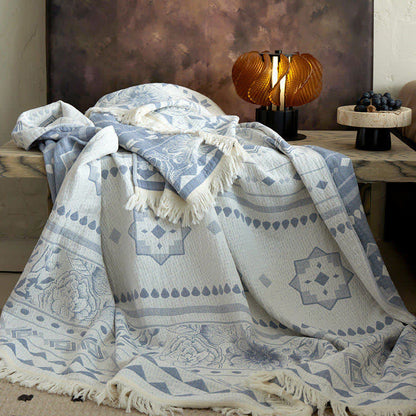 Ethnic Floral & Geometric Pattern Cotton Blanket - image 1
