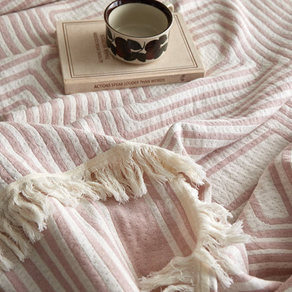 Geometric Labyrinth Pattern Cotton Gauze Blanket - image 7
