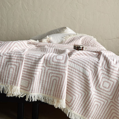 Geometric Labyrinth Pattern Cotton Gauze Blanket - image 6