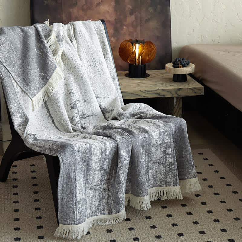 Abstract Ink Style Cotton Gauze Blanket - 59"W x 79"L - image 0