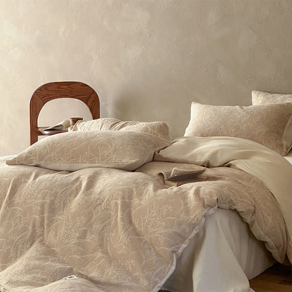 Beige Botanical Jacquard Cotton Bedding Set - image 2