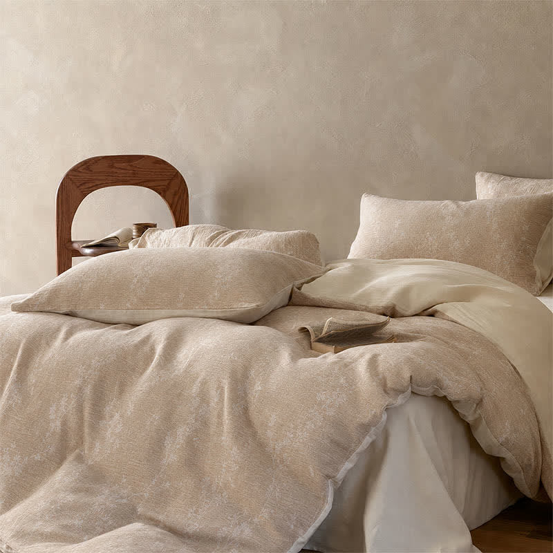 Camel Botanical Blossom Jacquard Cotton Bedding Set - image 2