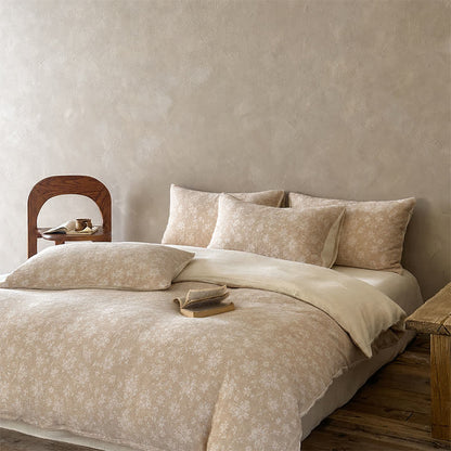 Camel Delicate Floral Jacquard Cotton Bedding Set - image 1