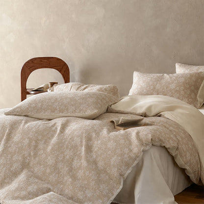 Camel Delicate Floral Jacquard Cotton Bedding Set - image 2