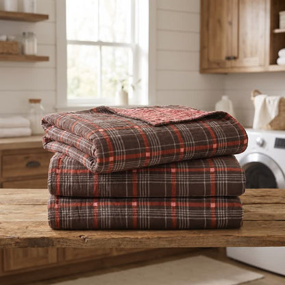 Vintage Plaid Cotton Gauze Bedding Set - image 3