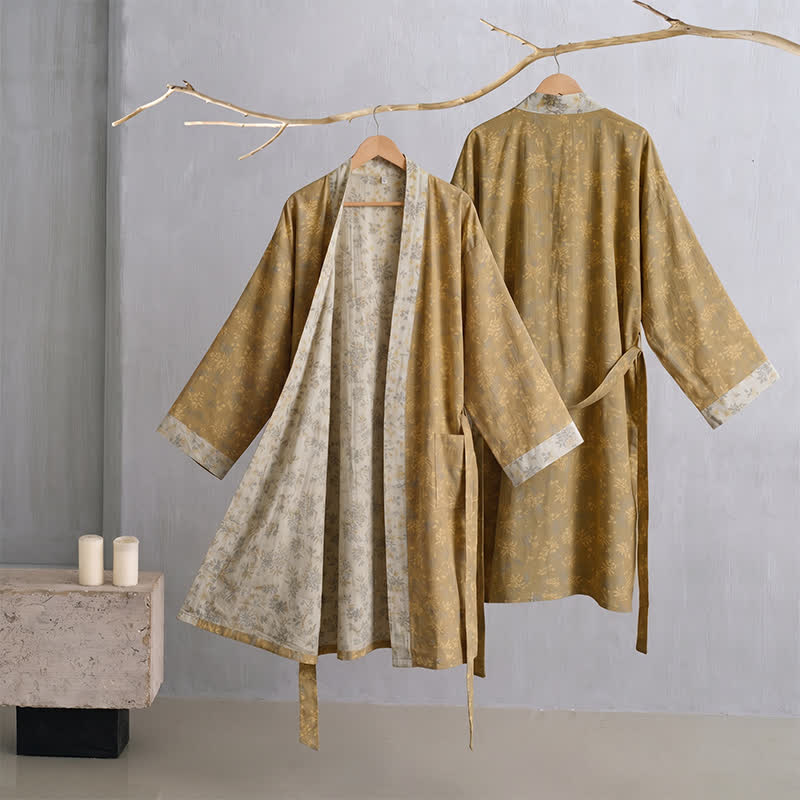 Cotton Reversible Floral Kimono Robe - image 0