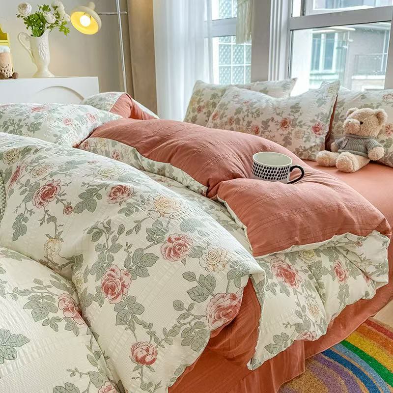Vintage Rose Floral Cottagecore Cotton Bedding Set - King - Bedding Set(Flat Sheet Style) - image 0
