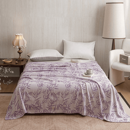 Multicolor Bamboo Leaf Bamboo Fiber Quilt - Purple - Queen - image 10