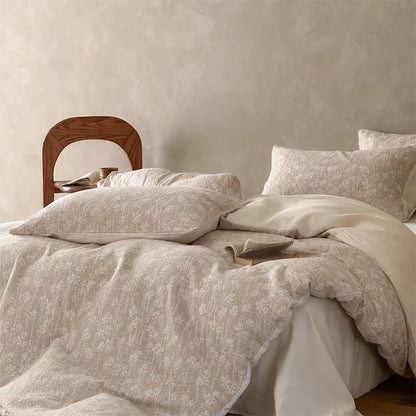 Camel Floral Sprig Jacquard Cotton Bedding Set - image 3