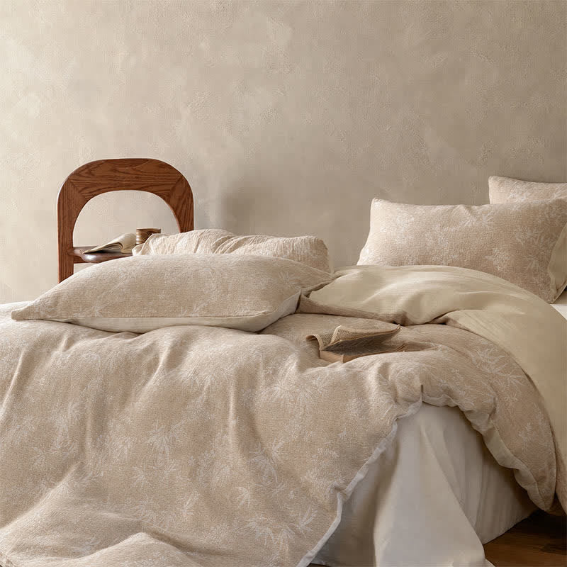 Camel Bamboo Sprig Jacquard Cotton Bedding Set - image 3