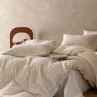 Camel Delicate Floral Sprig Jacquard Cotton Bedding Set - image 3