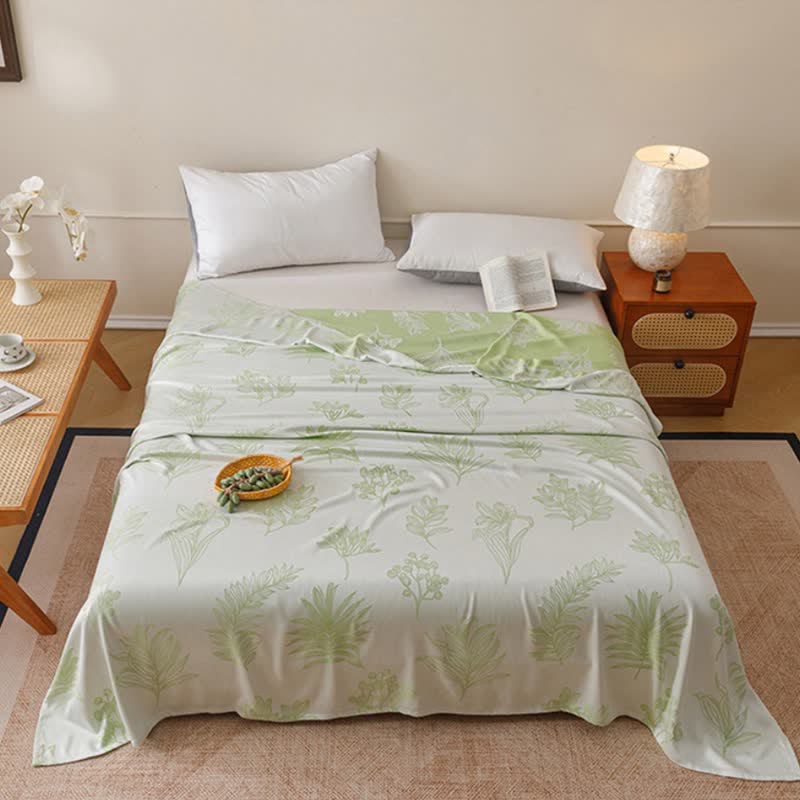 Ownkoti Multicolor Botanical Sketch Bamboo Fiber Quilt - Green - Queen - image 0