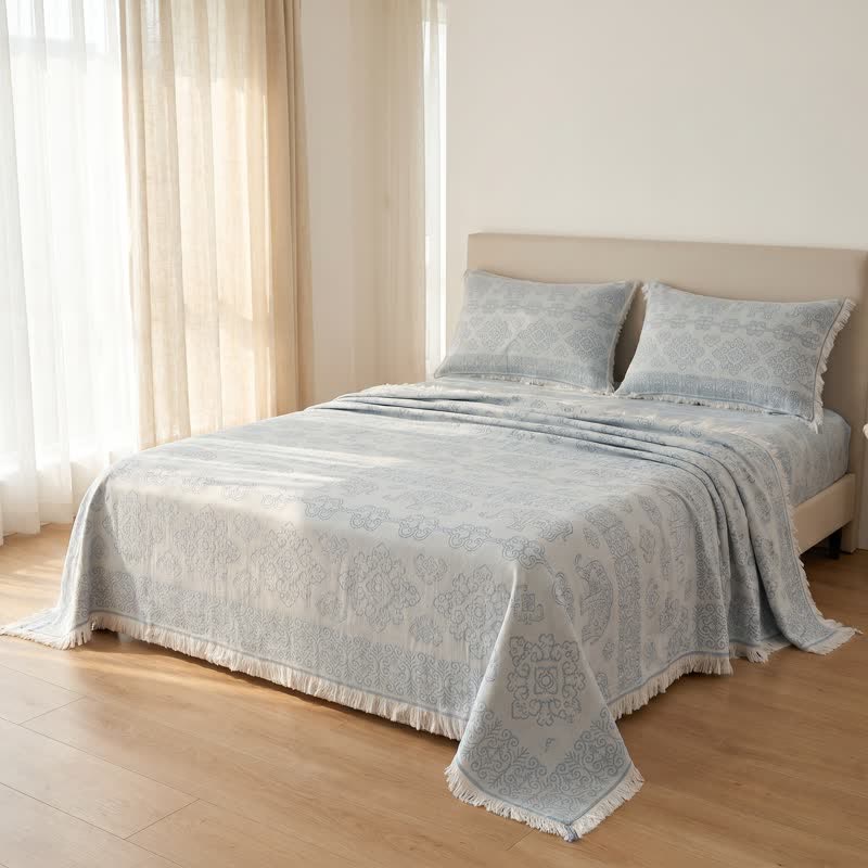 Multicolor Oriental Floral Cotton Gauze Quilt - image 1