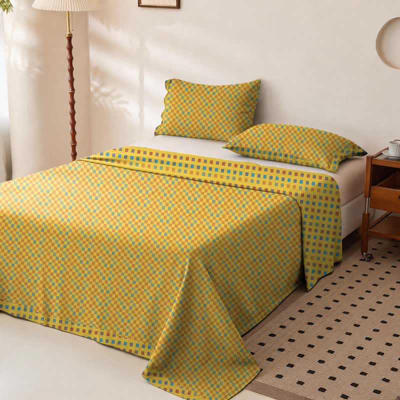 Colorful Grid Cotton Double Gauze Bedspread - image 1