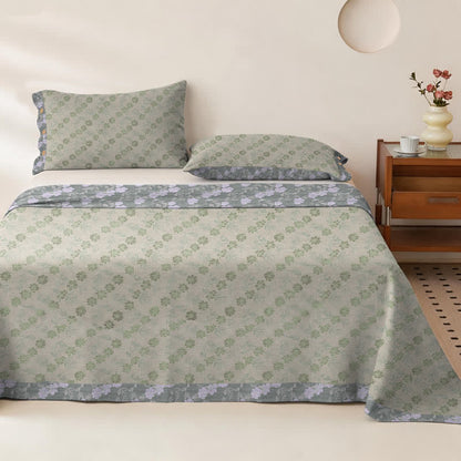 Elegant Floral Cotton Double Gauze Bedspread - Bedspread with 2PCS Pillowcases - King - Gray&Green - image 21