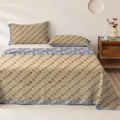Elegant Floral Cotton Double Gauze Bedspread - Bedspread with 2PCS Pillowcases - King - Grey&Yellow - image 0