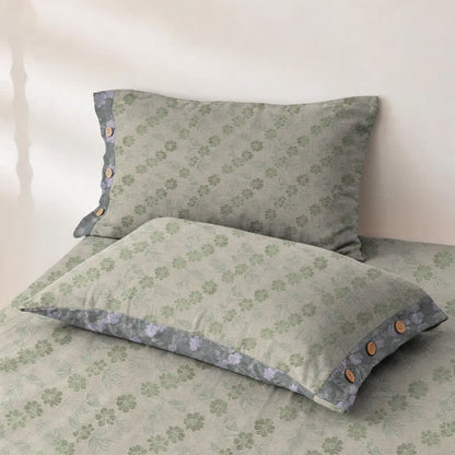 Elegant Floral Cotton Double Gauze Bedspread - 2PCS Pillowcases - 19" × 29" - Gray&Green - image 25