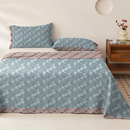 Elegant Floral Cotton Double Gauze Bedspread - Bedspread with 2PCS Pillowcases - King - Blue&Pink - image 7