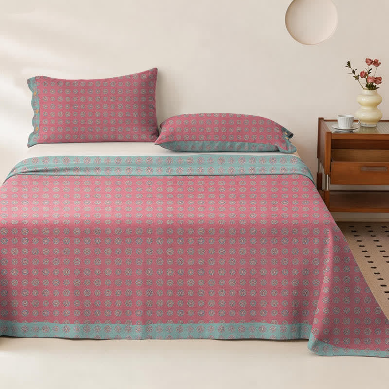 Vintage Pattern Cotton Double Gauze Bedspread - Bedspread with 2PCS Pillowcases - King - image 0