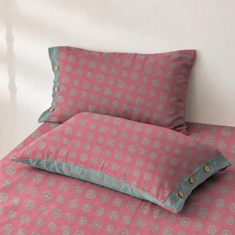 Vintage Pattern Cotton Double Gauze Bedspread - 2PCS Pillowcases - 19" × 29" - image 4