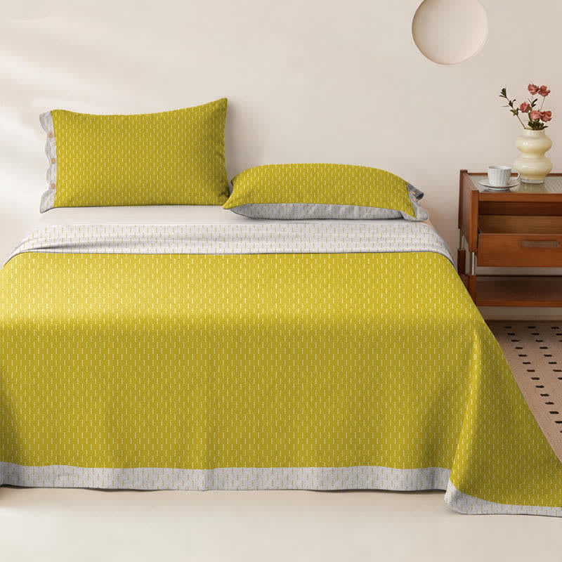 Mini Dot Cotton Double Gauze Bedspread - Bedspread with 2PCS Pillowcases - King - Yellow - image 20