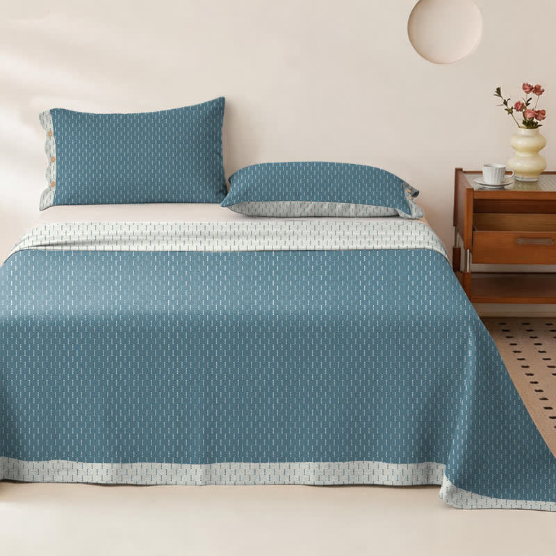 Mini Dot Cotton Double Gauze Bedspread - Bedspread with 2PCS Pillowcases - King - Blue - image 7