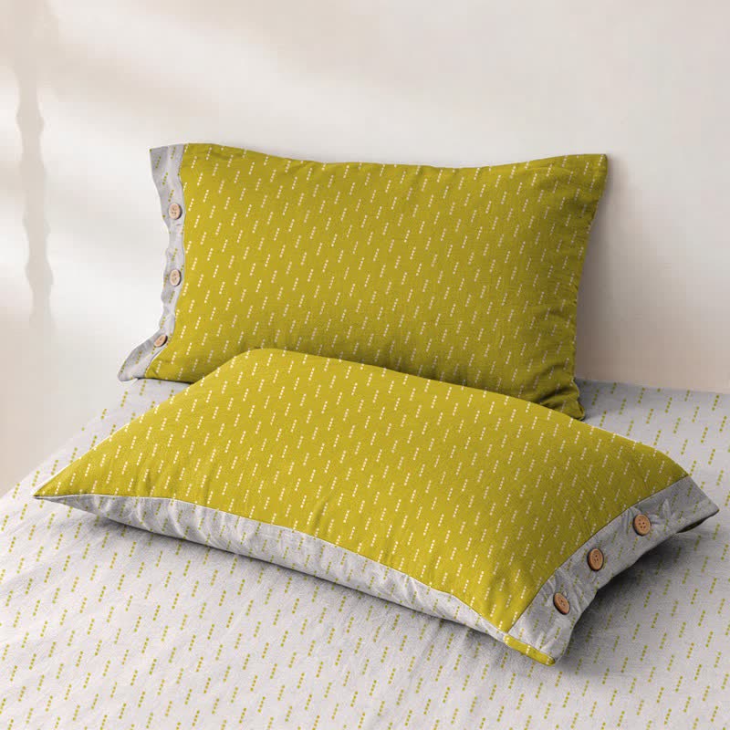 Mini Dot Cotton Double Gauze Bedspread - 2PCS Pillowcases - 19" × 29" - Yellow - image 24