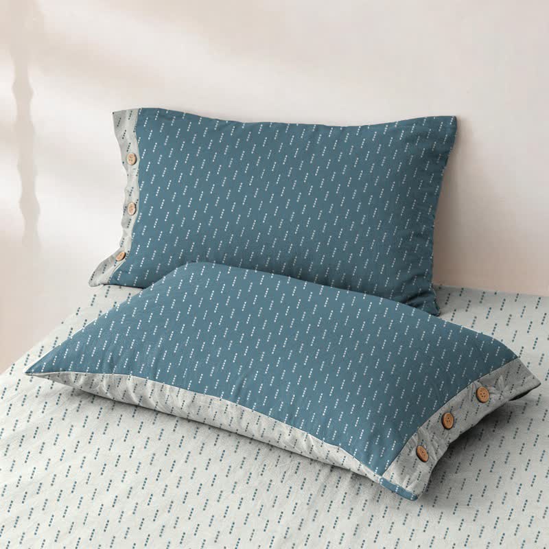 Mini Dot Cotton Double Gauze Bedspread - 2PCS Pillowcases - 19" × 29" - Blue - image 11